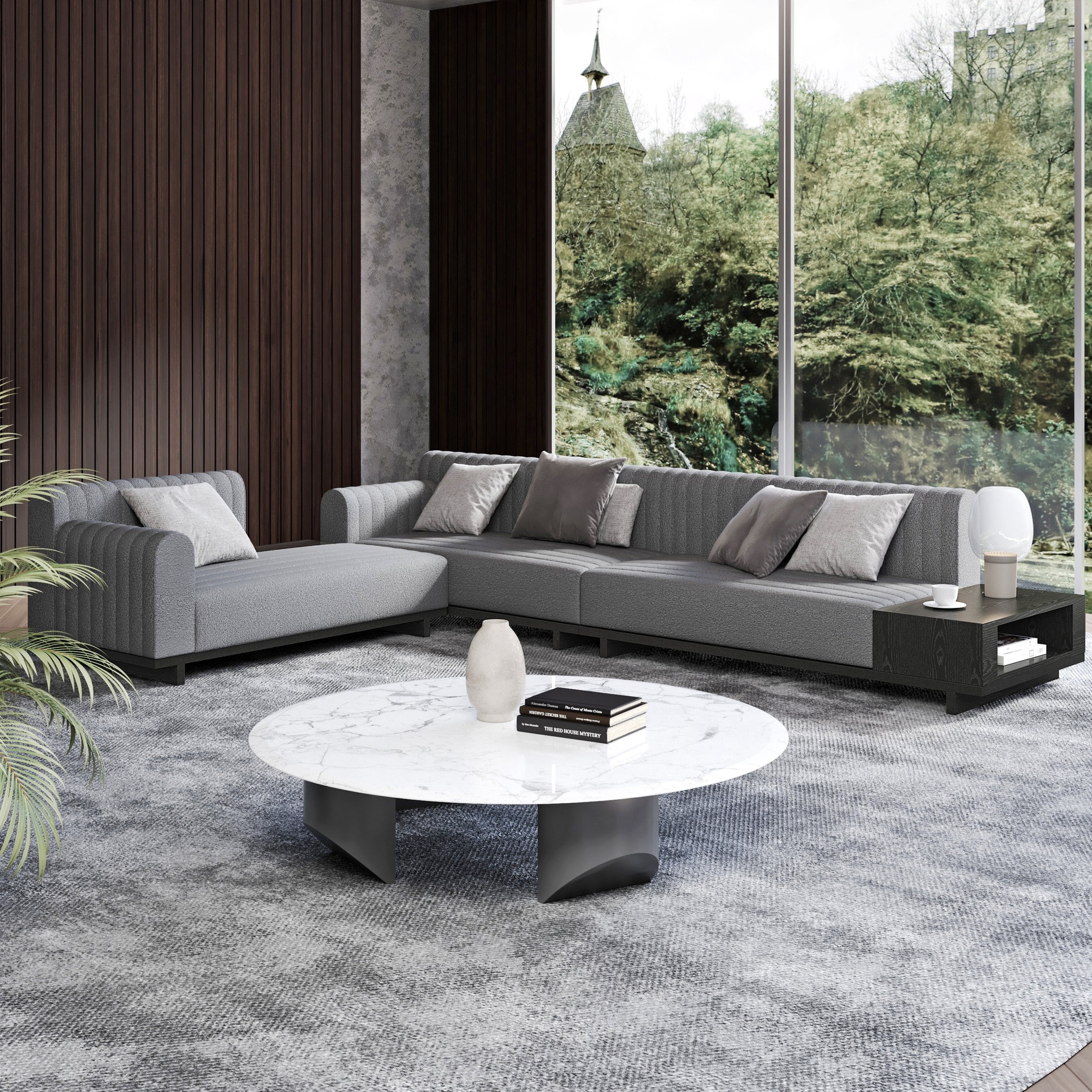 HMR - 157" Modern Corner L-Shaped Sectional Sofa with Side Open Storage