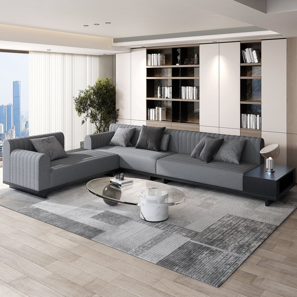 HMR - 157" Modern Corner L-Shaped Sectional Sofa with Side Open Storage