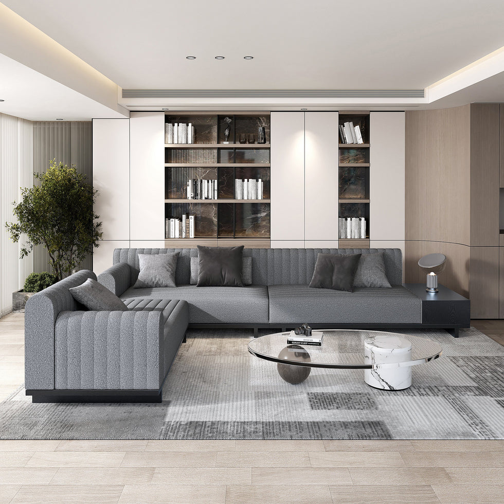 HMR - 157" Modern Corner L-Shaped Sectional Sofa with Side Open Storage