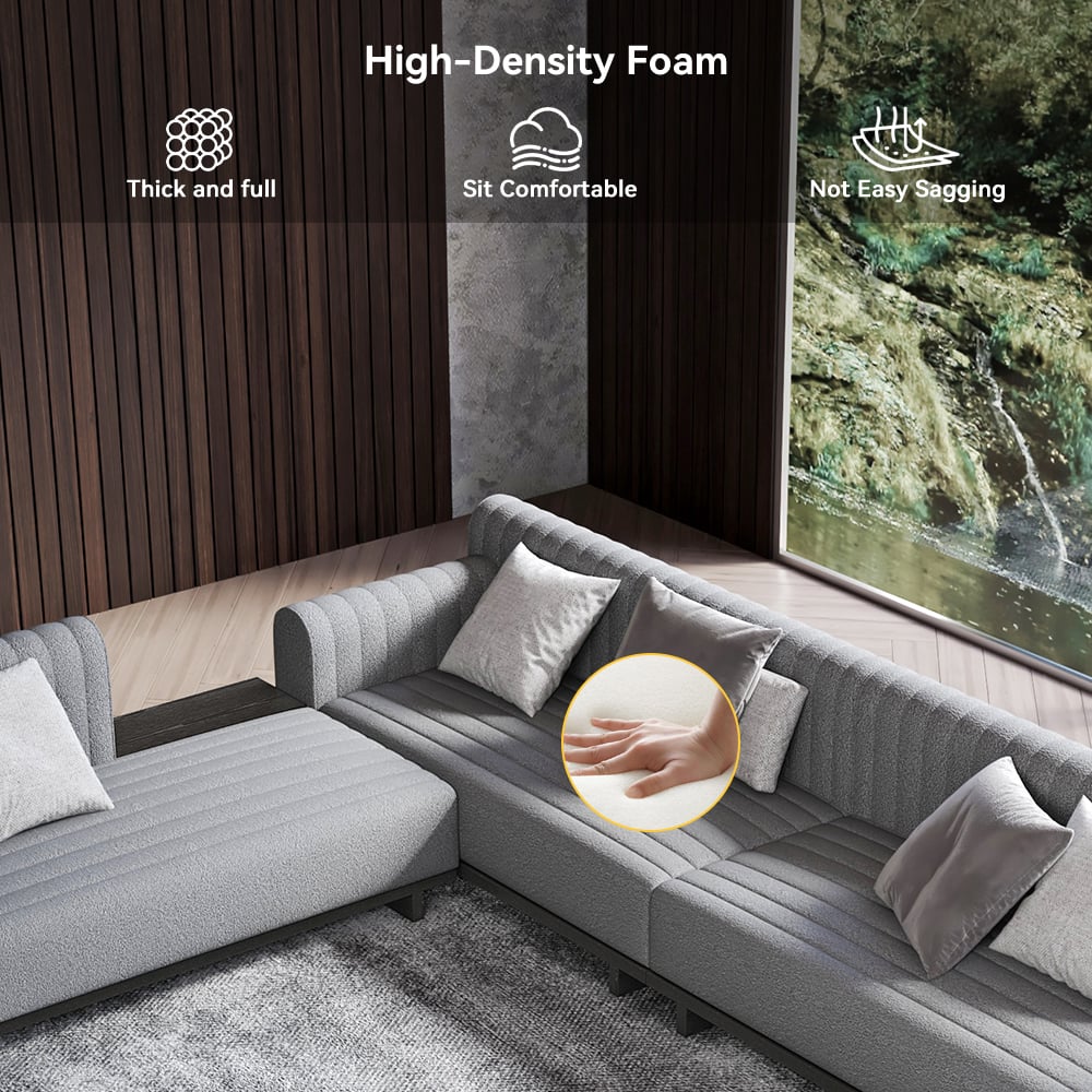 HMR - 157" Modern Corner L-Shaped Sectional Sofa with Side Open Storage