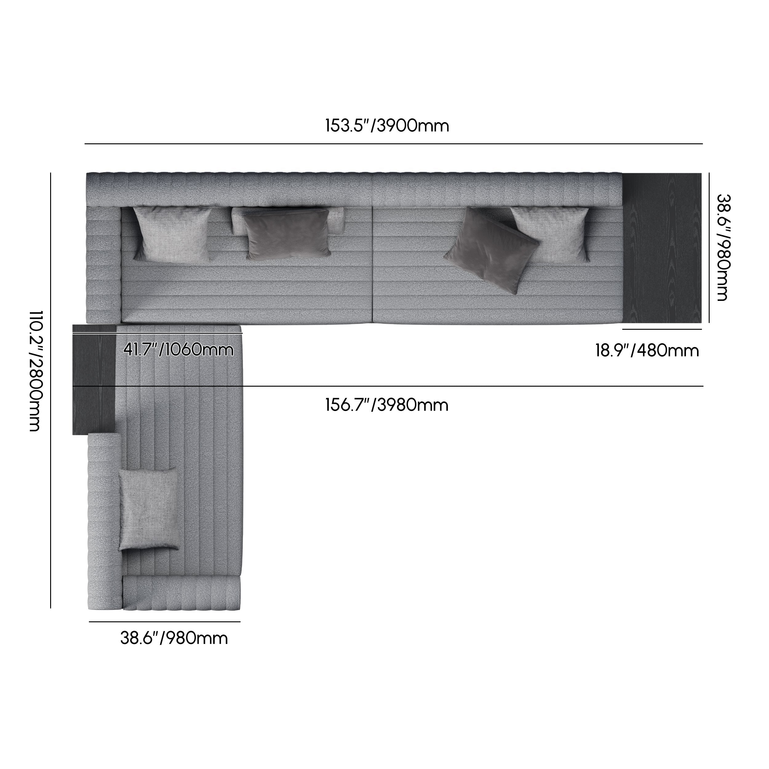 HMR - 157" Modern Corner L-Shaped Sectional Sofa with Side Open Storage