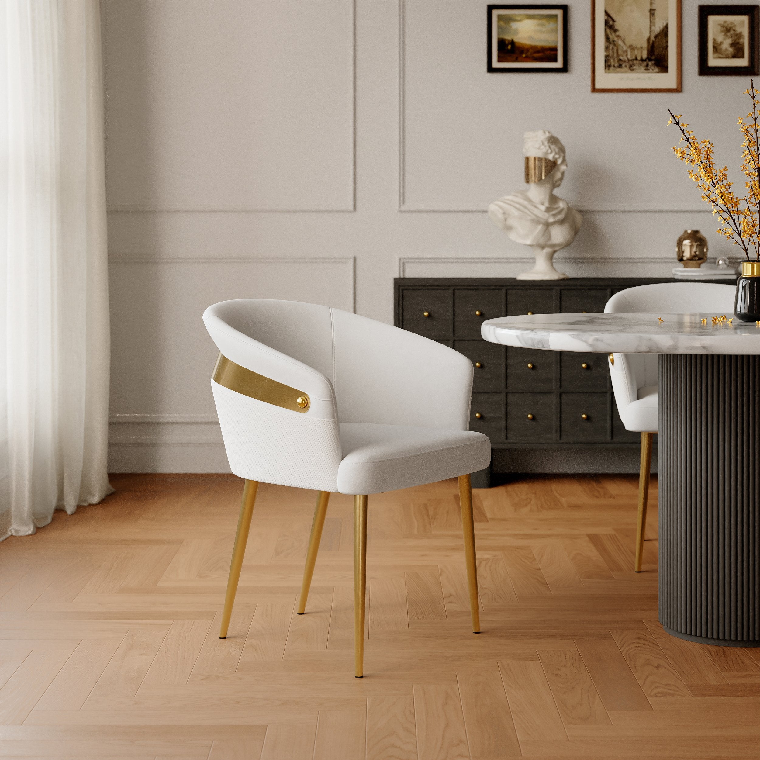 HMR - Modern Dining Chair with PU Leather Upholstery