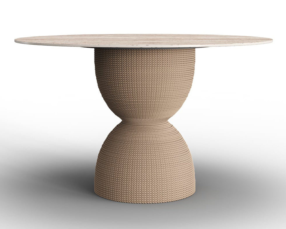 HMR - 47.2" Modern Style Round Sintered Stone Dining Table Seats 4-6 People