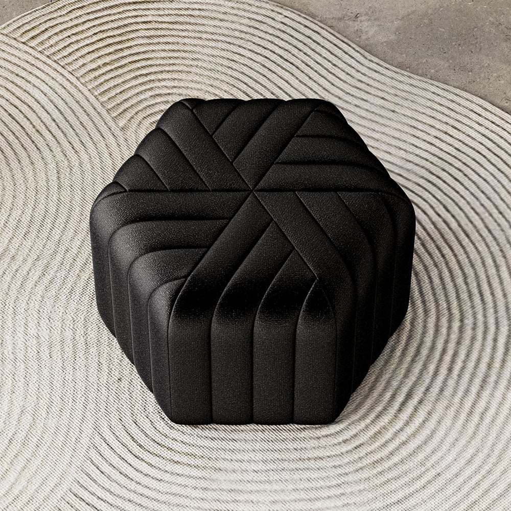 HMR - Wide Hexagonal Pouf Ottoman