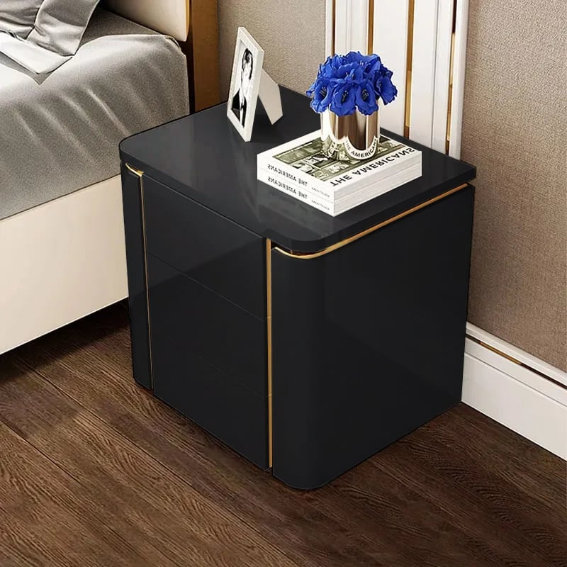 HMR - Modern Luxury Square Nightstand with 3 Drawers