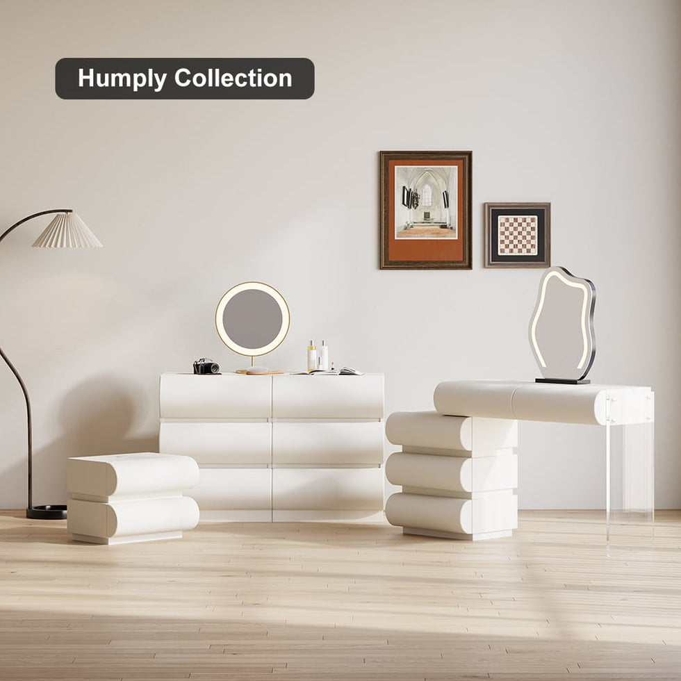 HMR - Humply Leather Makeup Vanity Set with Mirror & Lights (40"-53")