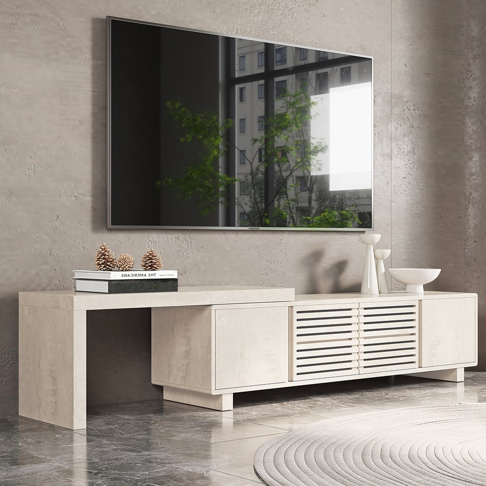 HMR - Extendable Grille-Inspired TV Stand with Storage (63"-83")