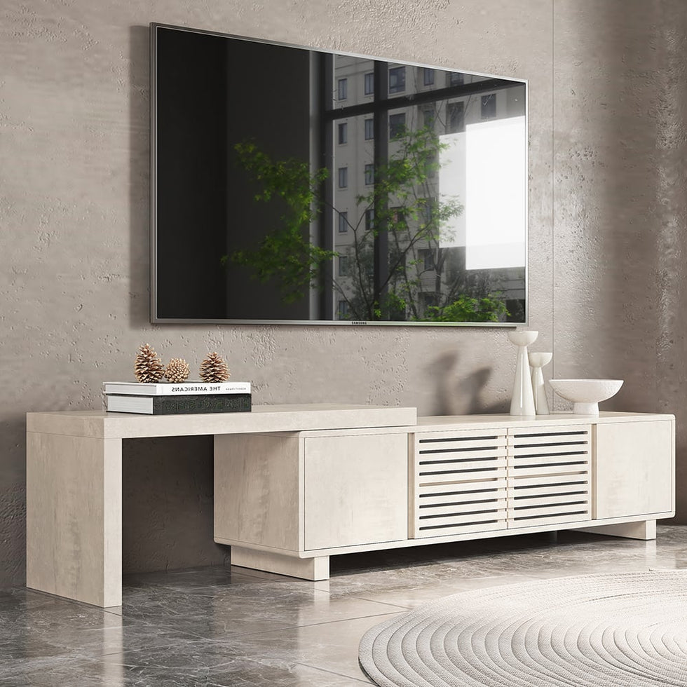 HMR - Extendable Grille-Inspired TV Stand with Storage (63"-83")