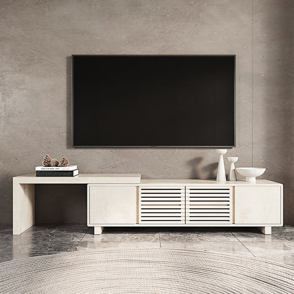 HMR - Extendable Grille-Inspired TV Stand with Storage (63"-83")