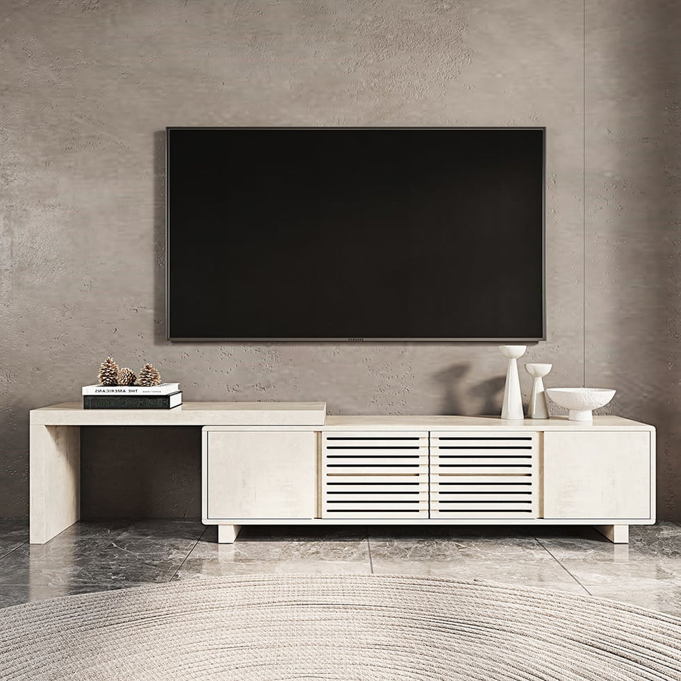 HMR - Extendable Grille-Inspired TV Stand with Storage (63"-83")