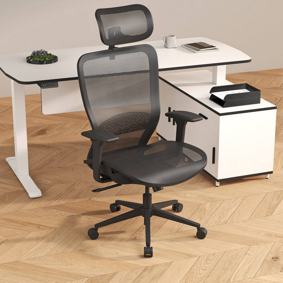 HMR - Ergonomic Adjustable High Back Black Office Desk Chair