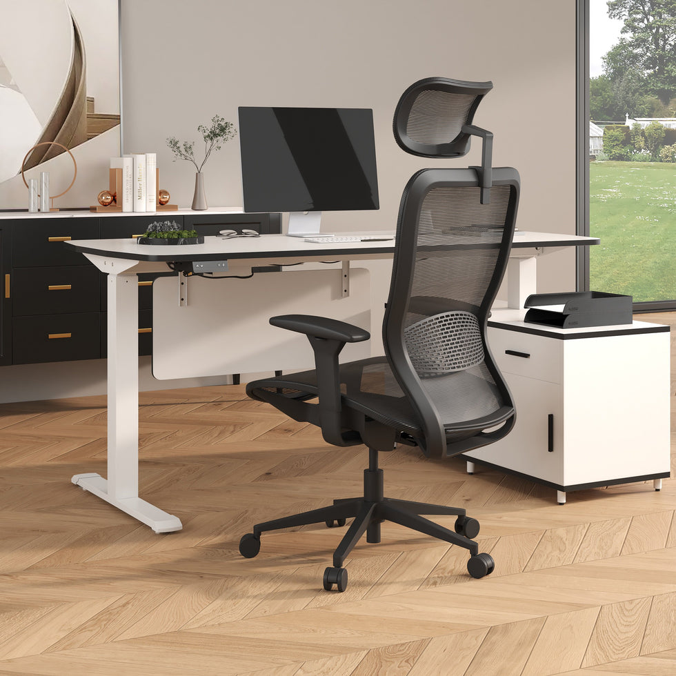 HMR - Ergonomic Adjustable High Back Black Office Desk Chair