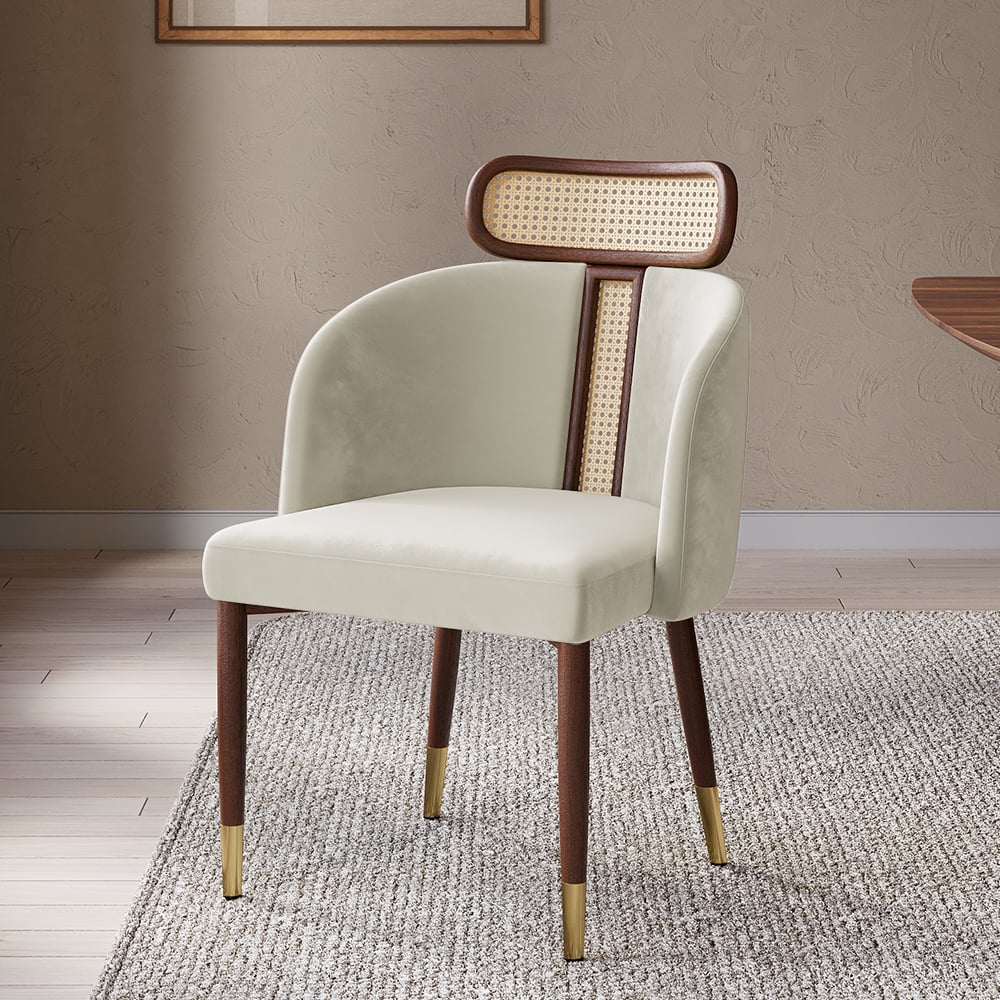 HMR - Mid-Century Modern Dining Chairs with Velvet Upholstery (Set of 2)