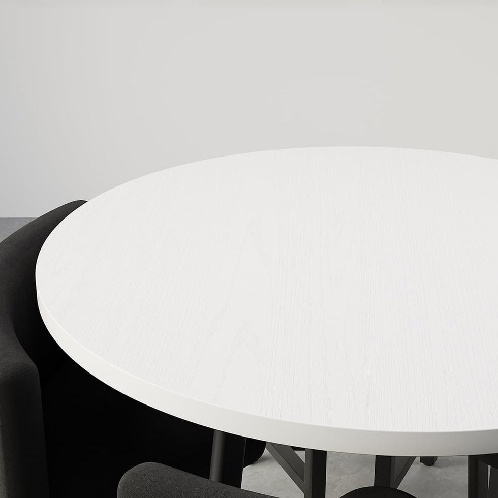 HMR - Dining Set 394 Modern Round Wood Dining Table with 4 Chairs