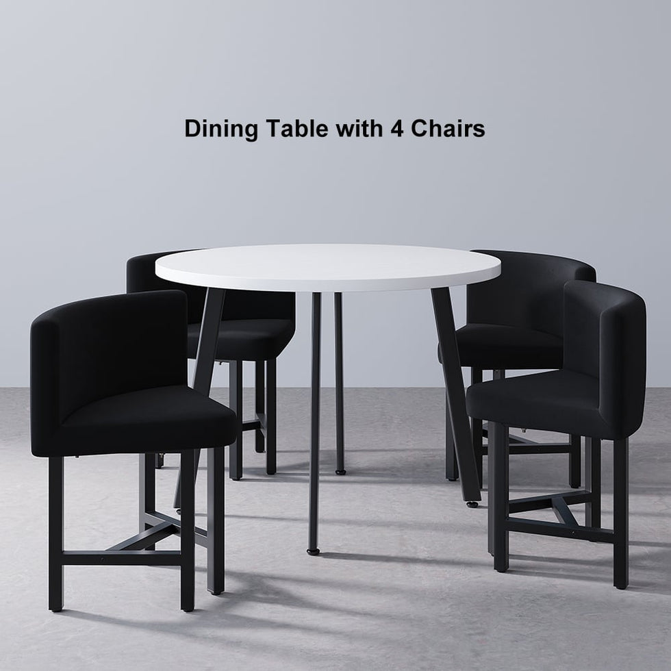 HMR - Dining Set 394 Modern Round Wood Dining Table with 4 Chairs