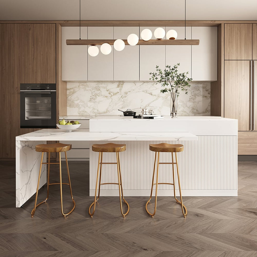 HMR - 81''-106" Extendable Kitchen lsland with Doors&Drawers