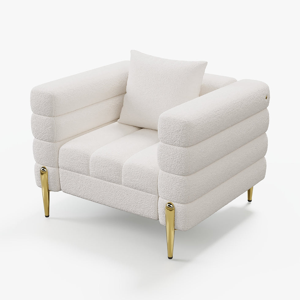 HMR - Aurora Boucle Upholstered Accent Chair in Gold Finish