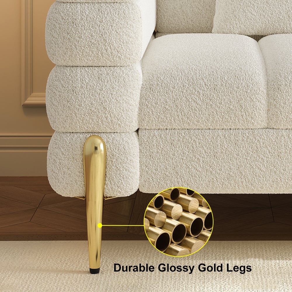HMR - Aurora Boucle Upholstered Accent Chair in Gold Finish