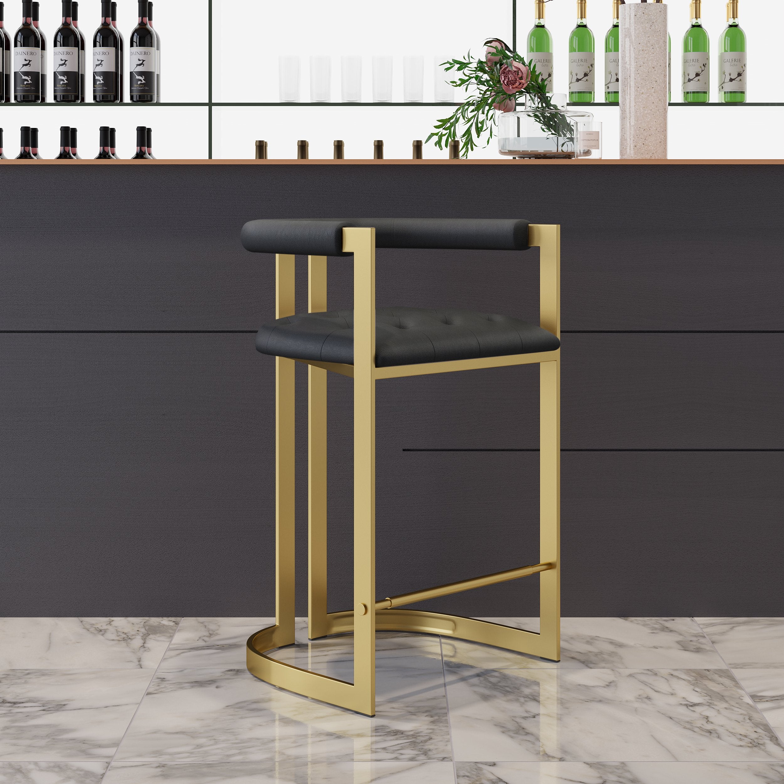 HMR - Modern Leath-Aire Counter Stools with Upholstery