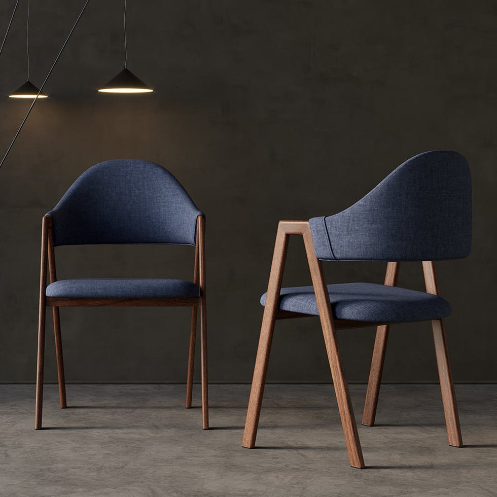 HMR - Modern Dining Chairs with Linen Upholstery