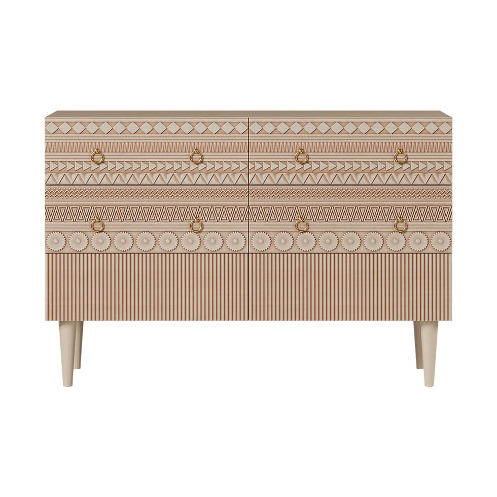 HMR - 47"W Boho Accent Dresser & Chest 6 Drawer Storage Cabinet