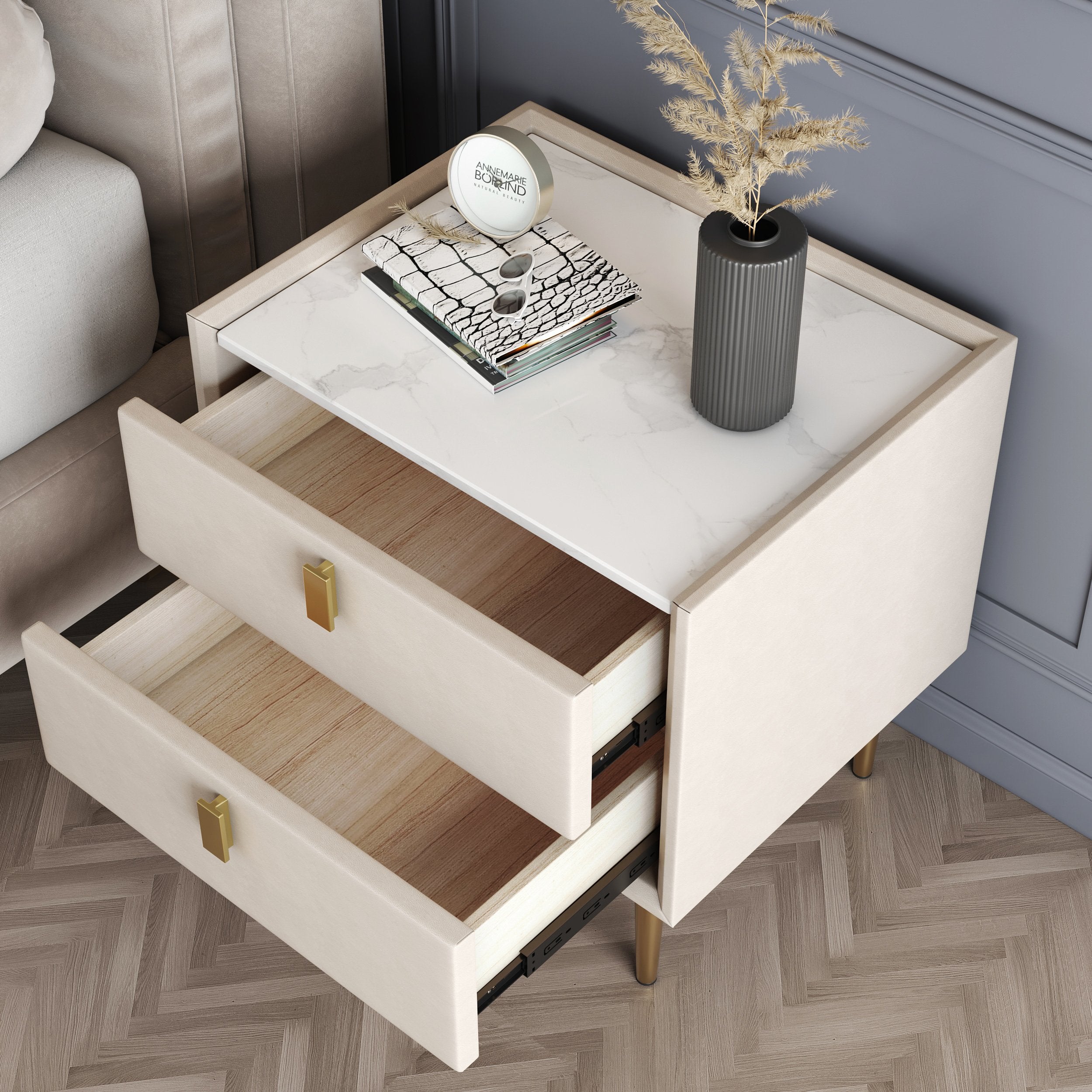 HMR - Modern 2-Drawer Nightstand