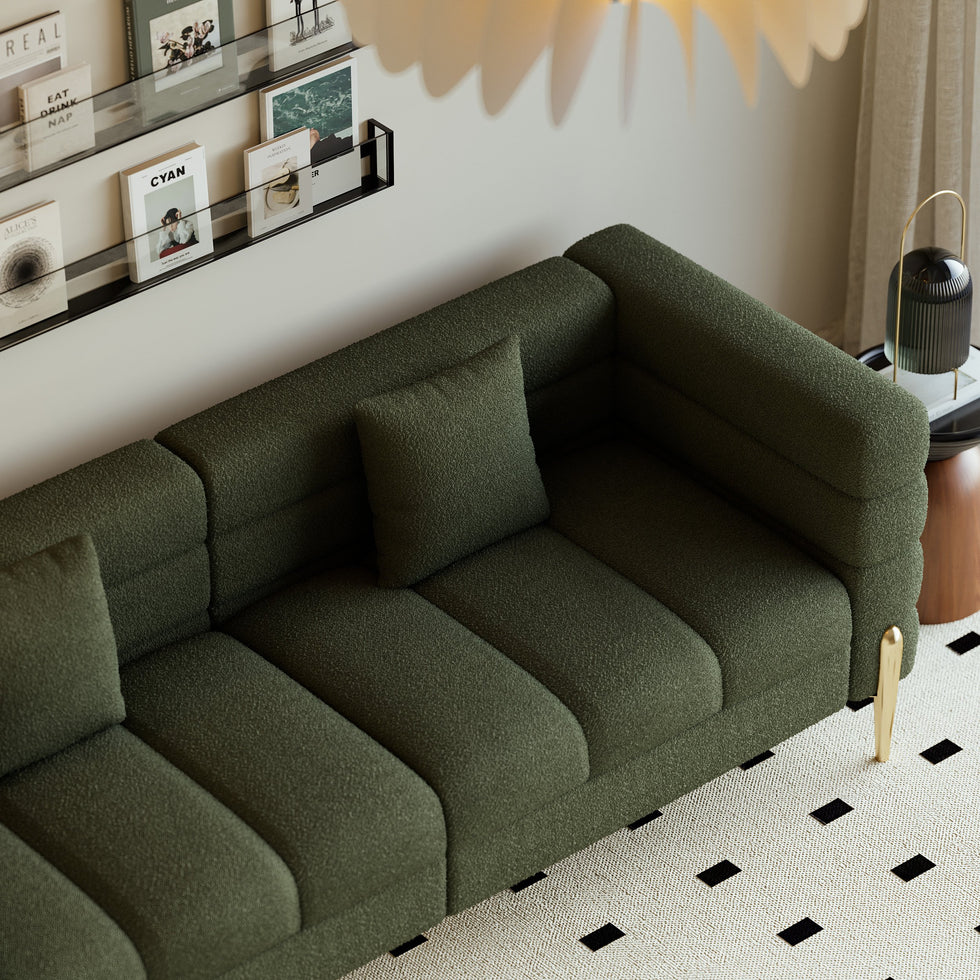 HMR - Aurora 79" Fluted Sofa with Gold Legs & Pillows