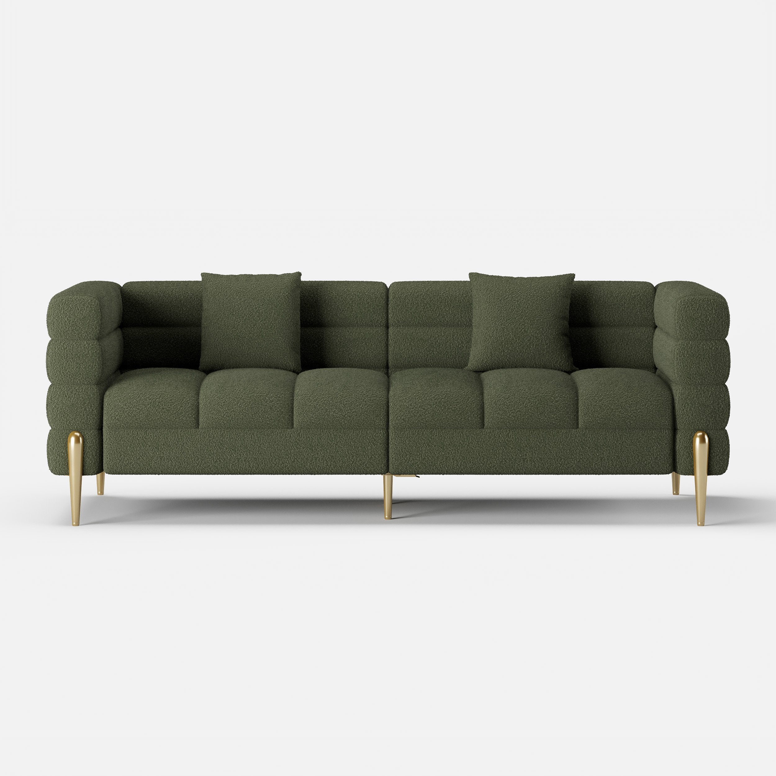 HMR - Aurora 79" Fluted Sofa with Gold Legs & Pillows