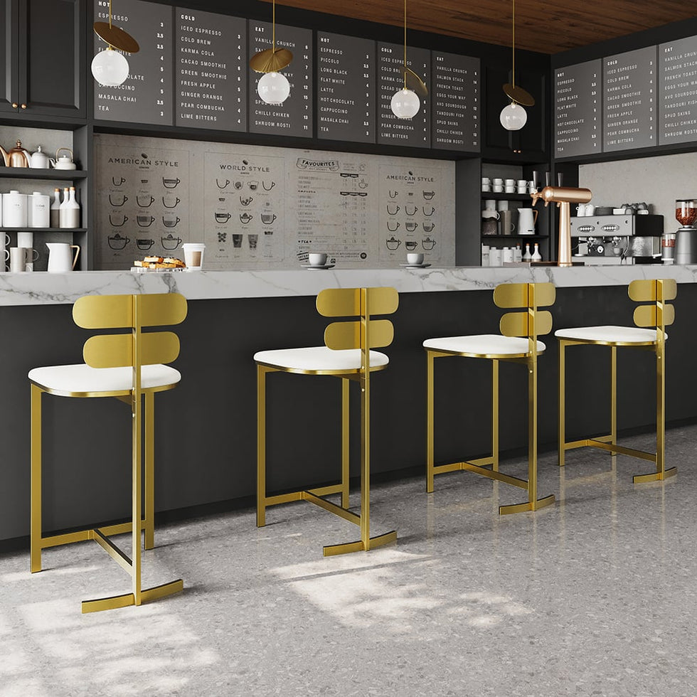 HMR - Modern PU Leather Counter Stools with Upholstery