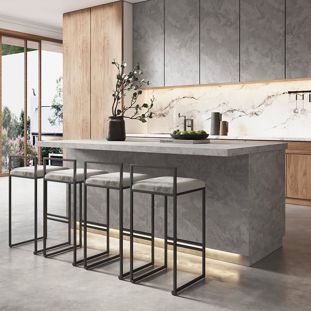 HMR - 72" Japandi Style Wood Kitchen Island with Multi-Storage and LED Light