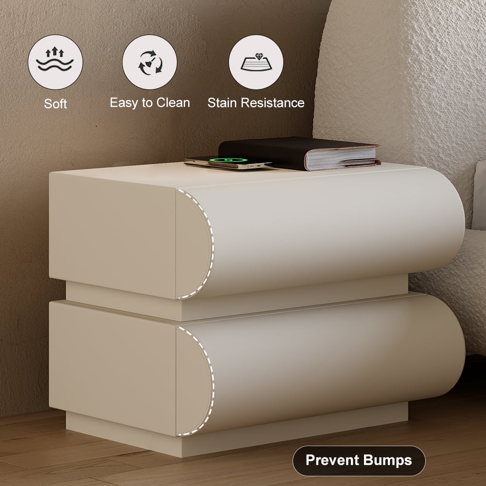 HMR - Humply Leather 6-Drawer Dresser & 2 Smart Nightstands Set
