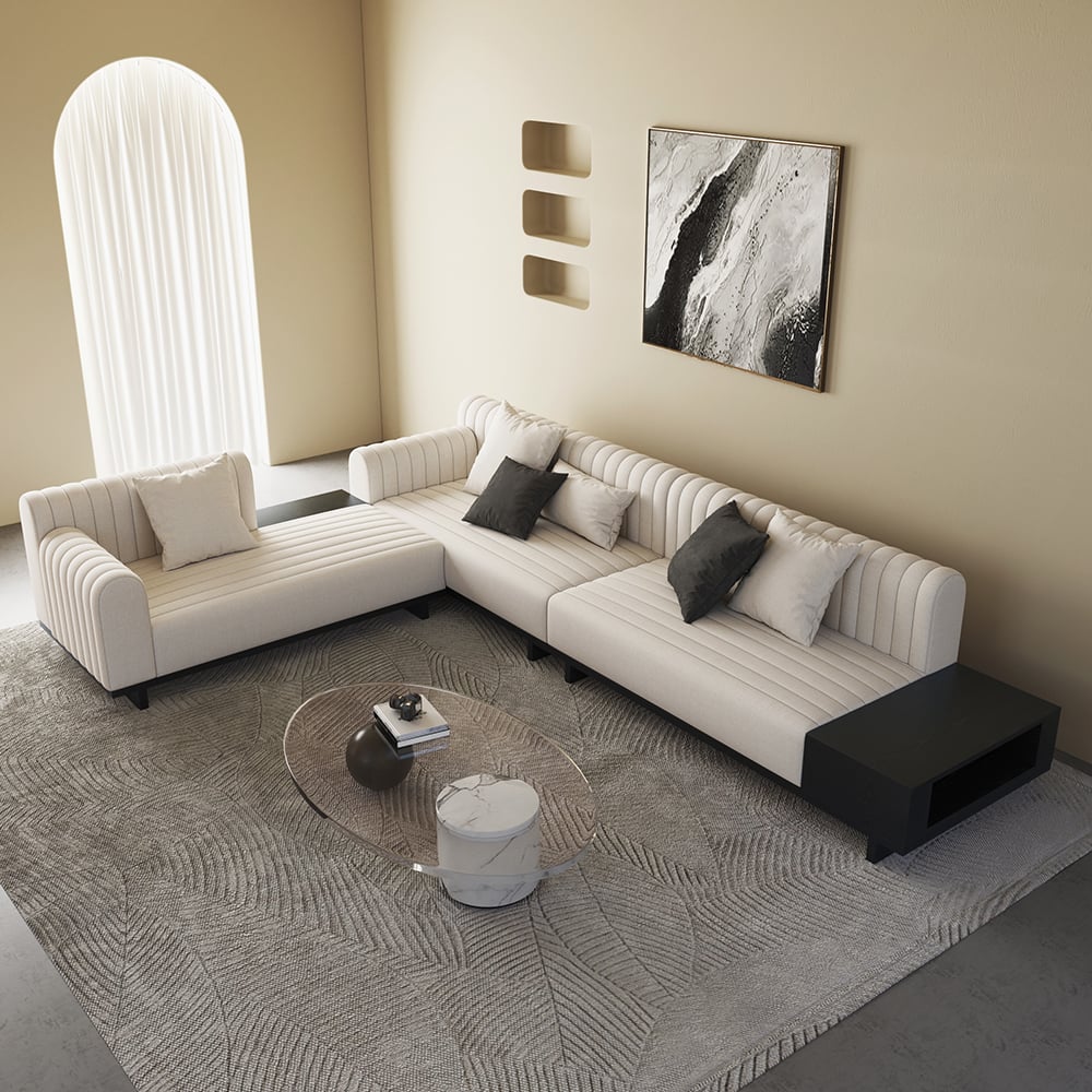 HMR - 157" Modern Corner L-Shaped Sectional Sofa with Side Open Storage