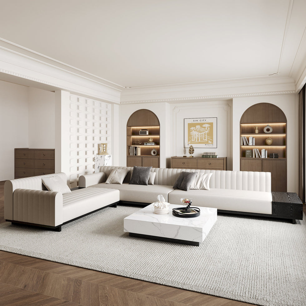 HMR - 157" Modern Corner L-Shaped Sectional Sofa with Side Open Storage