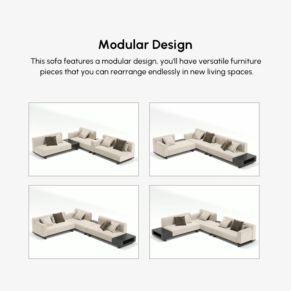 HMR - 157" Modern Corner L-Shaped Sectional Sofa with Side Open Storage