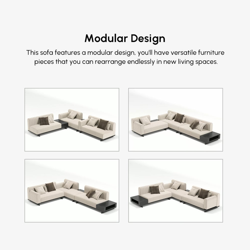 HMR - 157" Modern Corner L-Shaped Sectional Sofa with Side Open Storage