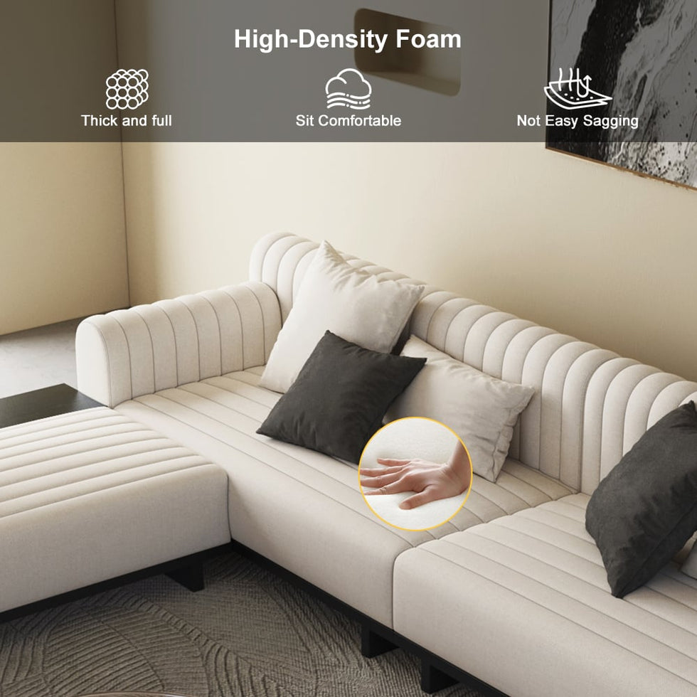 HMR - 157" Modern Corner L-Shaped Sectional Sofa with Side Open Storage