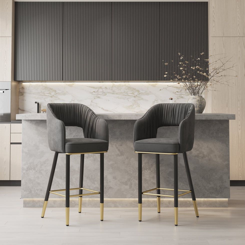 HMR - Modern 43" Bar Stools with Velvet Upholstery