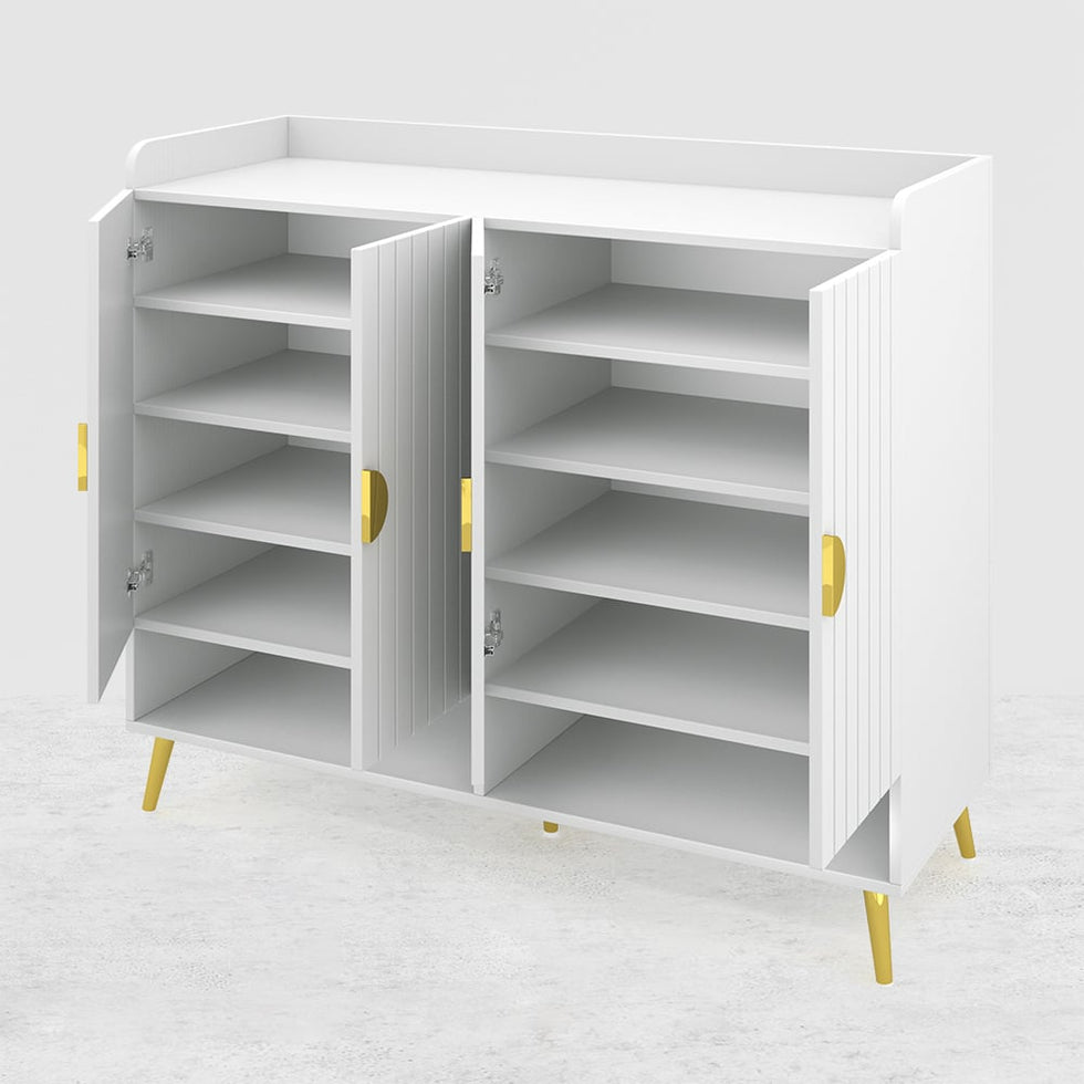 HMR - Yellar Nordic Entryway Shoe Cabinet with Doors & Open Shelves