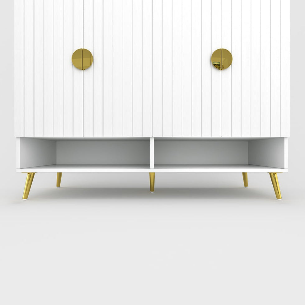 HMR - Yellar Nordic Entryway Shoe Cabinet with Doors & Open Shelves