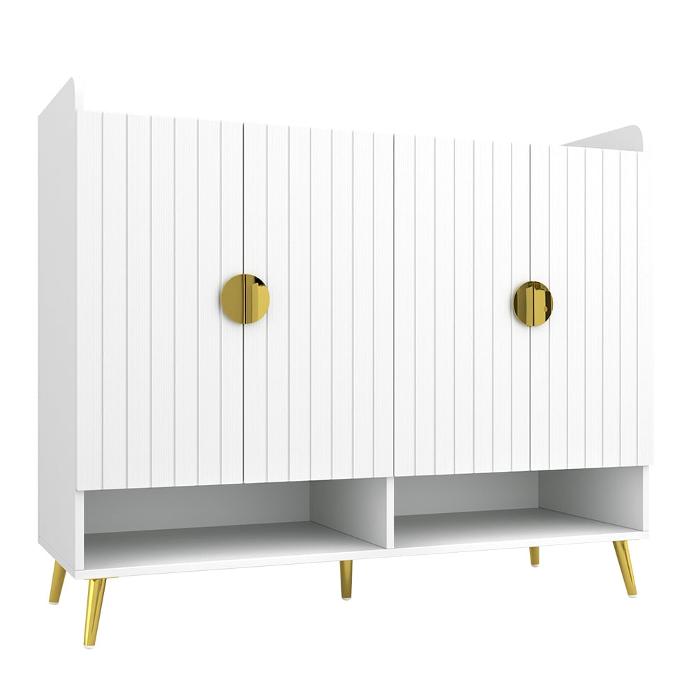 HMR - Yellar Nordic Entryway Shoe Cabinet with Doors & Open Shelves