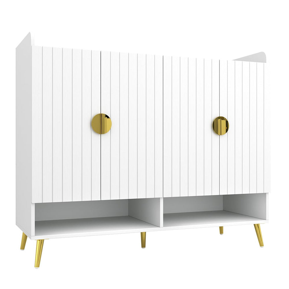 HMR - Yellar Nordic Entryway Shoe Cabinet with Doors & Open Shelves