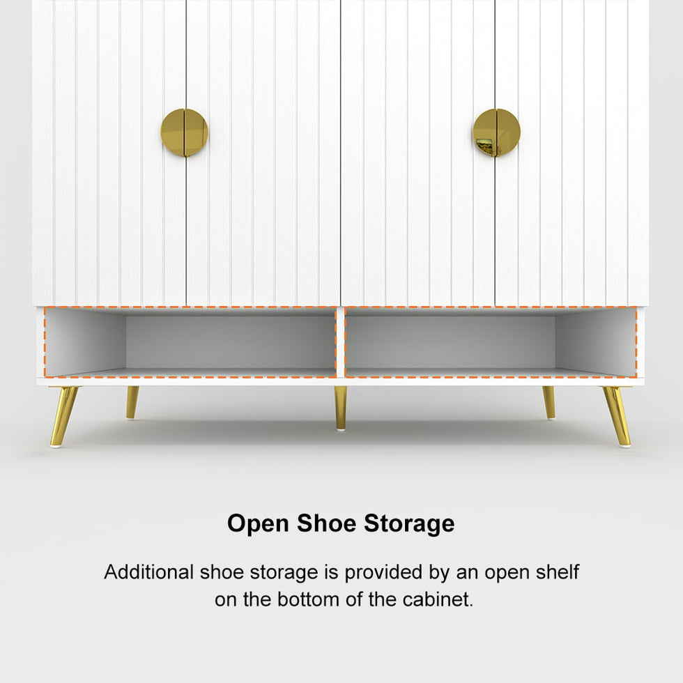 HMR - Yellar Nordic Entryway Shoe Cabinet with Doors & Open Shelves