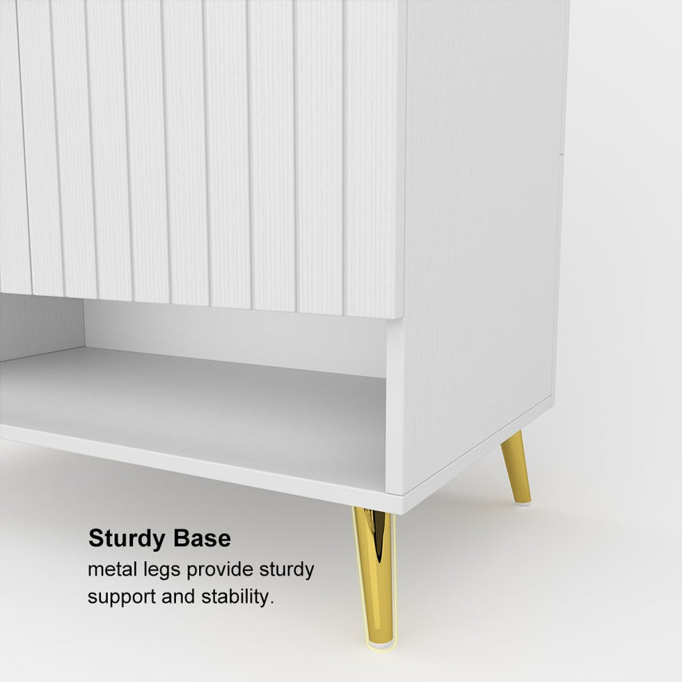 HMR - Yellar Nordic Entryway Shoe Cabinet with Doors & Open Shelves