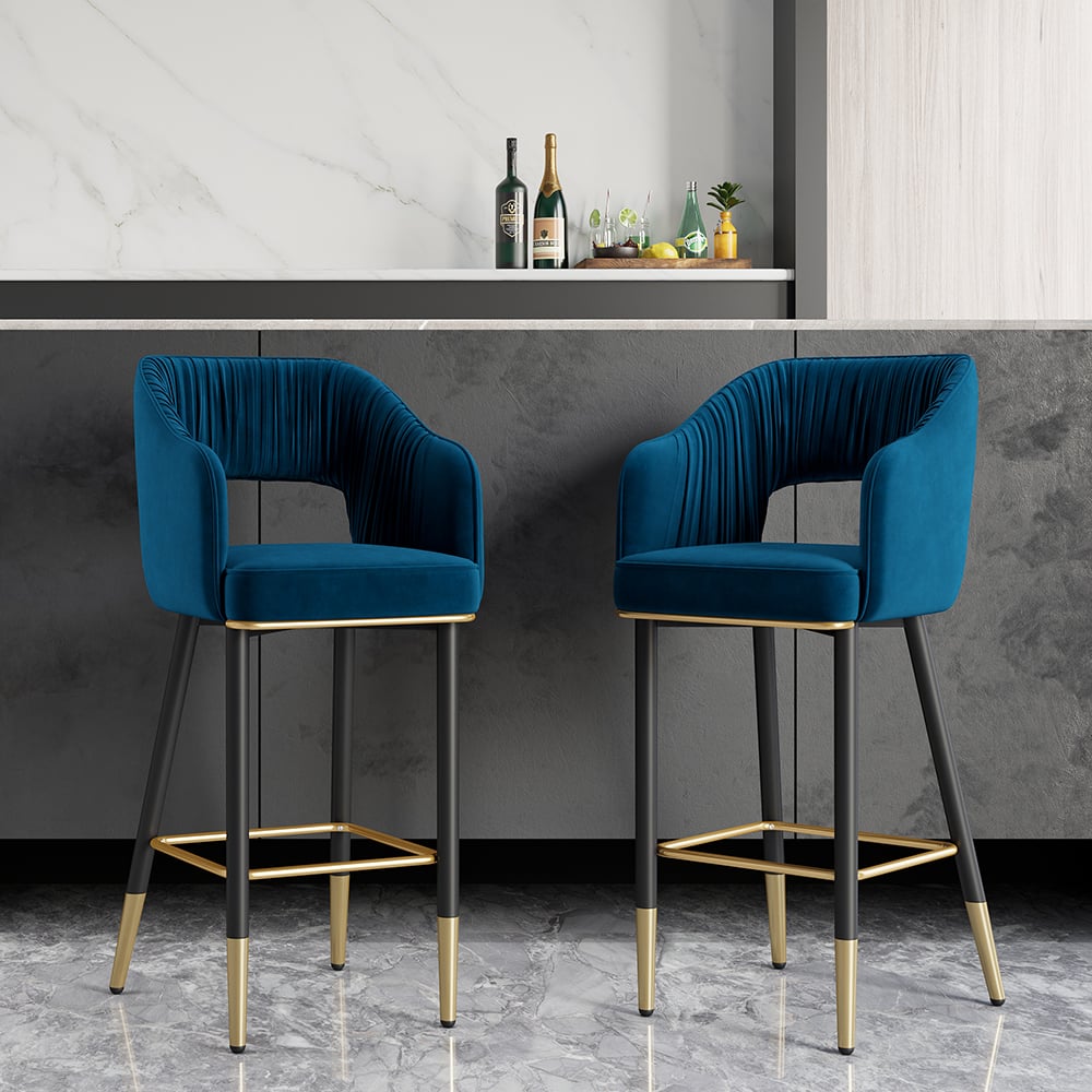 HMR - Modern 43" Bar Stools with Velvet Upholstery