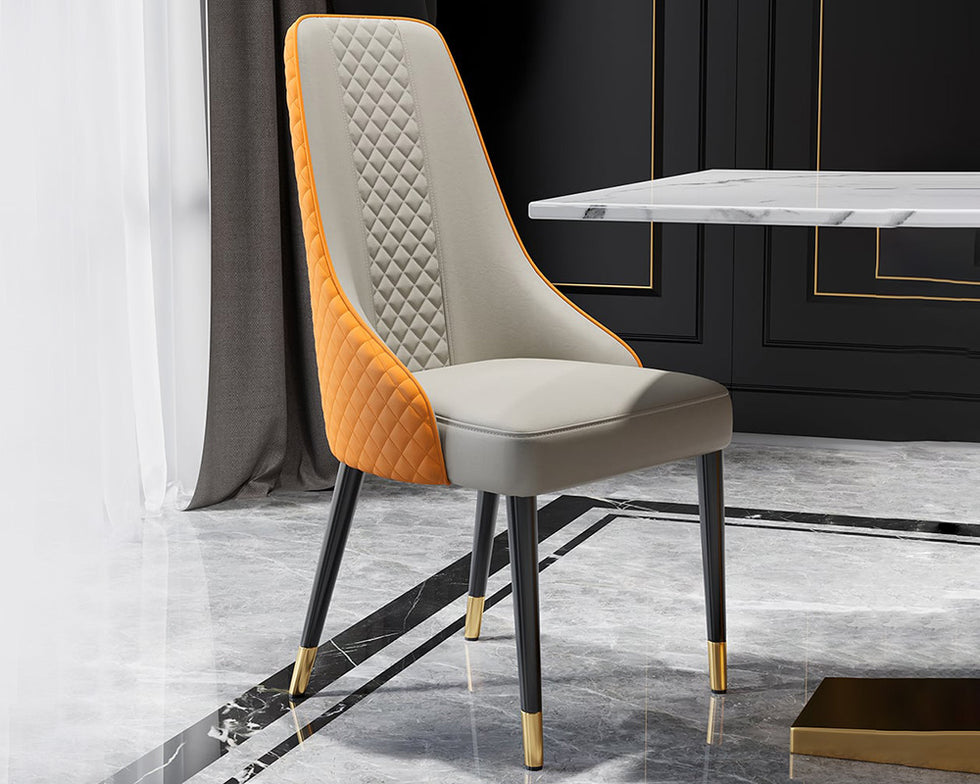 HMR - Diamic Series Modern Faux Leather Dining Chairs with Upholstery