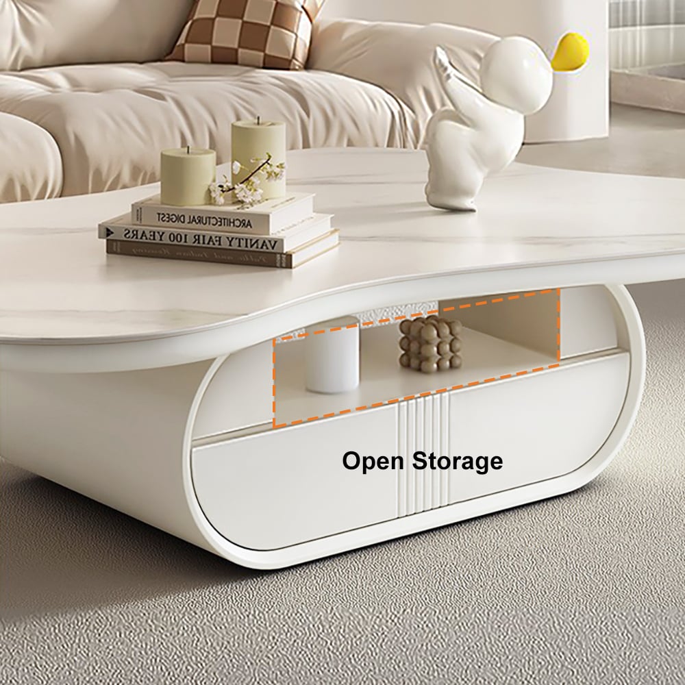 HMR - 51" Irregular Cloud Sintered Stone Coffee Table with Storage