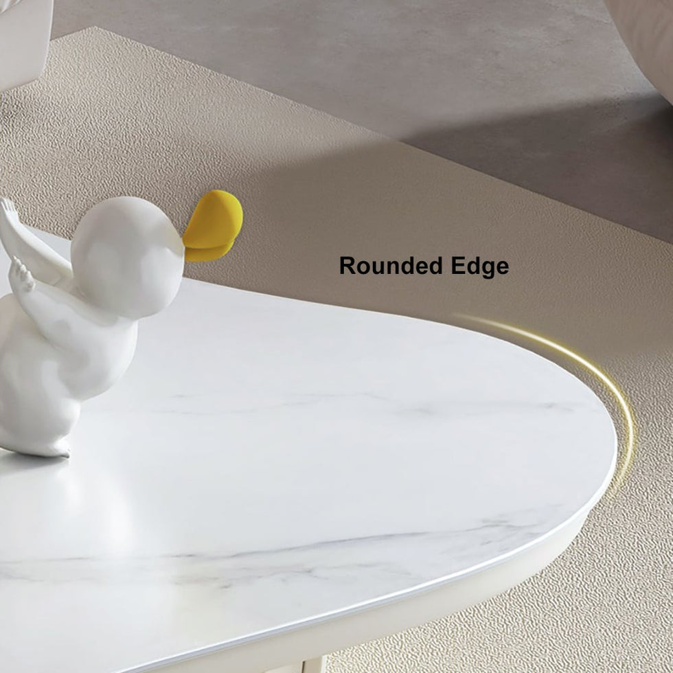 HMR - 51" Irregular Cloud Sintered Stone Coffee Table with Storage