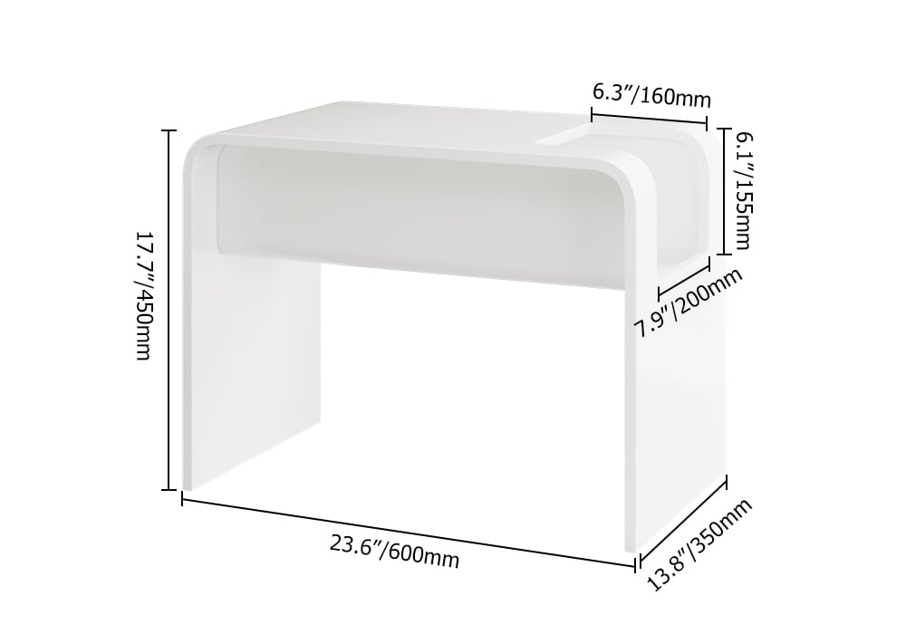 HMR - C-Shaped Convertible Wood Side Table with Storage