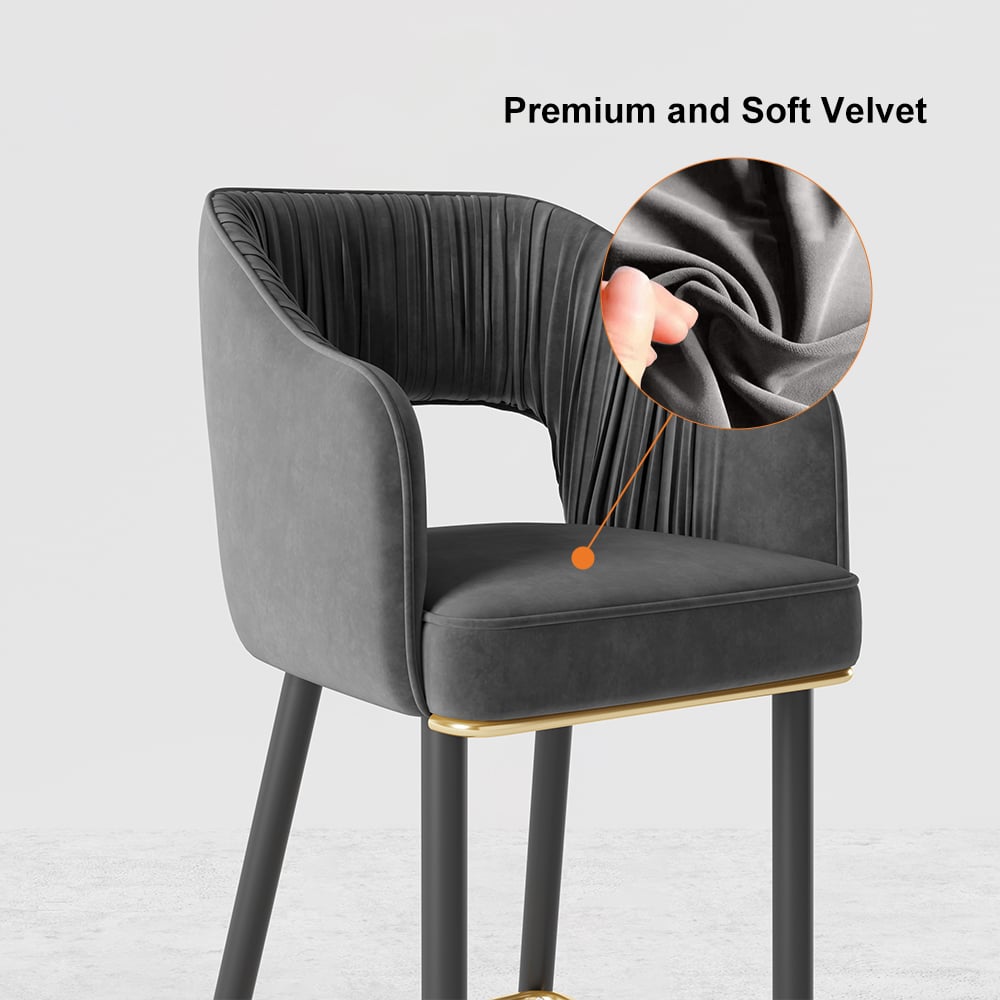 HMR - Modern 43" Bar Stools with Velvet Upholstery