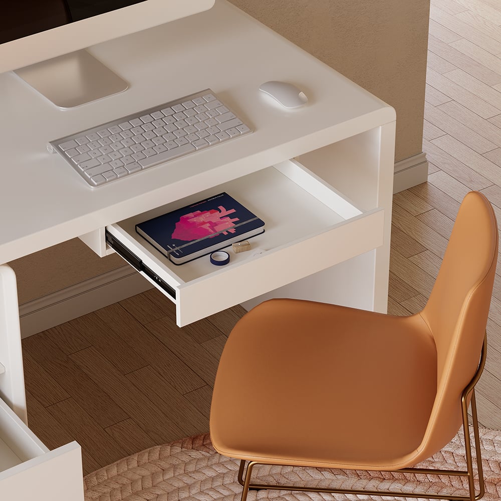 HMR - 94.5" 2-Person Double Desk Modern Retangular Office Desk 4 Drawers & 1 Cabinet
